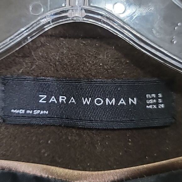 ZARA WOMEN'S Brown Double Breasted Peacoat Sz Small - Picture 7 of 9